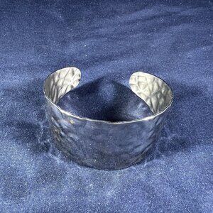 Milor Italy Hammered Stainless Steel Cuff Bracelet For Women Textured Wide Band